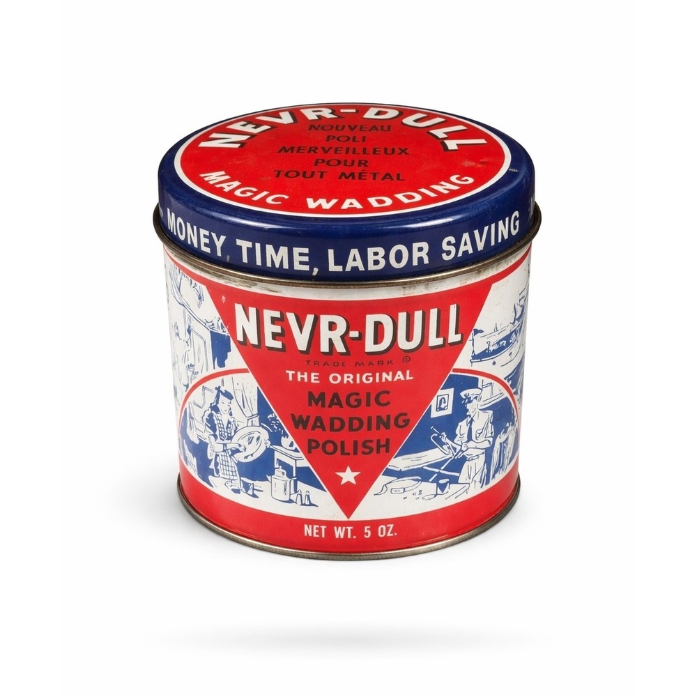 Vintage 1941 Nevr-Dull Magic Wadding Polish Tin 5 oz George Basch Co USA Made